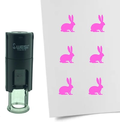CombiCraft Stempel Konijn 10mm rond - roze inkt