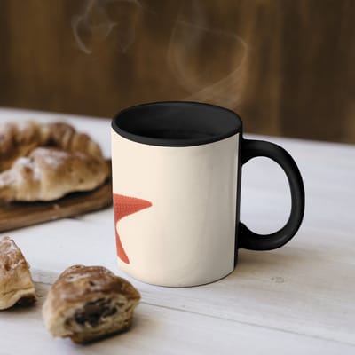 Magische Mok - Foto op Warmte Mokken - Koffiemok - Zeester - Bobbels - Rood - Magic Mok - Beker - 350 ML - Theemok