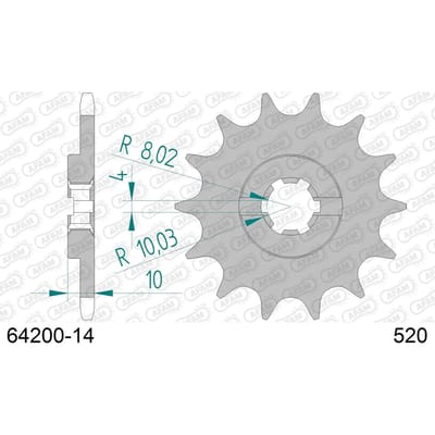 Stalen motortandwiel voor Afam 520 14 dents