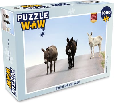 Puzzel Ezels op de weg - Legpuzzel - Puzzel 1000 stukjes volwassenen