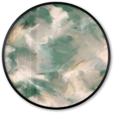 Poster in lijst Rond - Fotolijst 60x60 cm - Posters - Kunst - Verf - Groen - Beige - Abstract - Ronde posterlijst zwart - Decoratie - Wanddecoratie woonkamer - Muurdecoratie slaapkamer