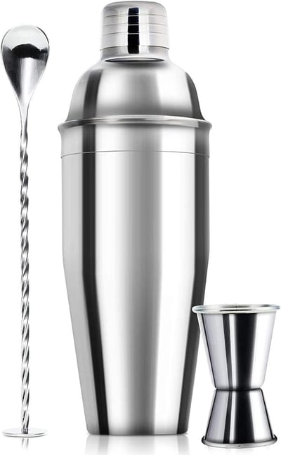 Cocktailshaker-barset, 680 ml, professionele margarita-mixer, drankshaker, maatbeker en roerlepelset, professionele roestvrijstalen bargereedschap, geïntegreerde barkeeperzeef voor martini-set
