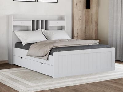 Vente-unique Bedframe hout wit 140 x 190 cm