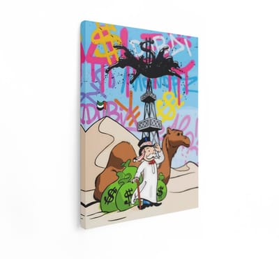 Artaza Canvas Schilderij Dollar - 30x40 cm - Wanddecoratie Monopoly Kameel - Muurdecoratie Street Art - Schilderijen Op Canvas Mannen