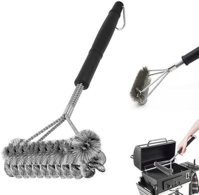KZQ BBQ-borstel – Reinigingsborstel – Borstel zonder haren – Grillroosterreiniger met versterkt spiraalontwerp – BBQ-accessoire voor buiten – Geschikt voor gas- en houtskoolbarbecues