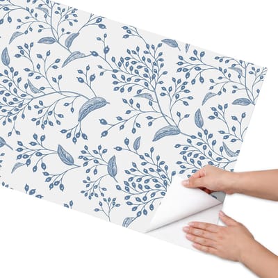 Coloray Meubel Wrap Folie - Blauw Meubelfolie - 65x130 cm - Meubel Wrap Folie Plantenpatroon - Plakfolie Meubels - Modern Meubelfolie - Decoratiefolie Zelfklevend - Slaapkamer decoratie - Bloemen en planten