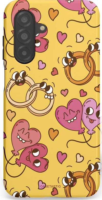 Casetastic Hoesje Geschikt voor Samsung A26 - Stijlvolle Beschermende Duo-layer Case - Gele Hartenpret
