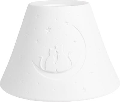 Clayre & Eef Hanglampenkap Ø 15x10 cm Wit Porselein Katten