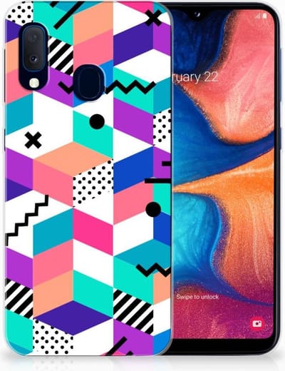 Samsung Galaxy A20e TPU Hoesje Blokken Kleurrijk