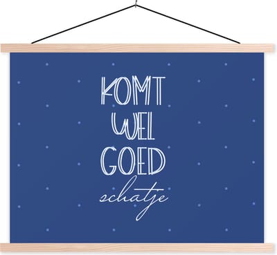 Posterhanger incl. Poster 120x90 cm - Schoolplaat - Get well soon - Quotes - Stippen - Textielposter - Blanke latten