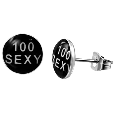 Aramat Jewels | Oorbellen | RVS Logo Oorknoppen - Stoere Oorstekers | 7mm / 100% sexy | |7mm | Staal | Kinderen, Volwassenen | Verkleurd niet