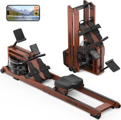 YOSUDA - Waterroeitrainer - 16 weerstandsniveaus - APP, LCD, opvouwbaar & houder - 160 kg draagvermogen
