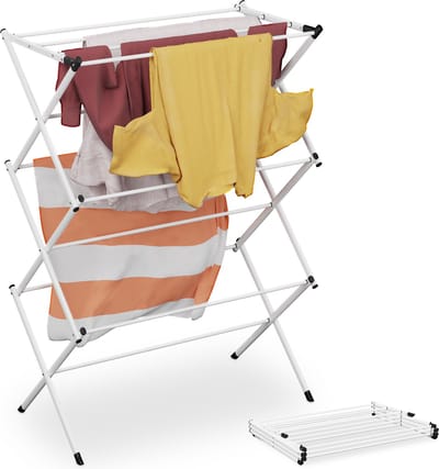 inklapbaar wasrek - 104 x 73 x 38 cm - 11 stangen - metaal - wit