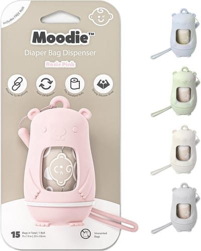 Luier Dispenser Teddybeer Roze - Inclusief 15 Geurloze Luiers - Draagbaar en Lekvrij
