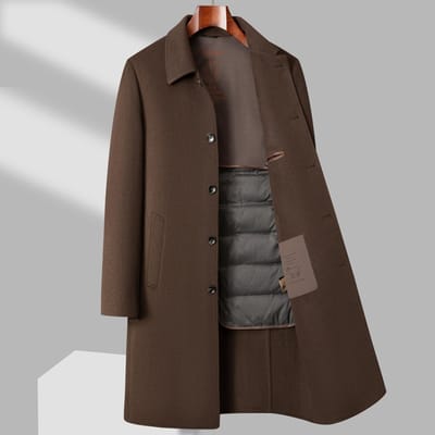 Wol Dubbelzijdig Wollen Jas Heren Trenchcoat Revers Winter Nieuw Donsvoering Lange Wollen Jas 195 gray