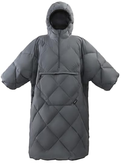 Draagbare slaapzak - Deken poncho - Outdoor avonturen - 3-in-1 veelzijdigheid - 145 x 115 cm - Grijs