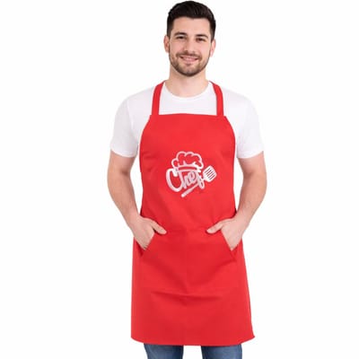 Chef Keukenschort - Rood - 60 x 80 cm - Kookschort BBQ Schort - Horecakwaliteit - Keukenschort Heren