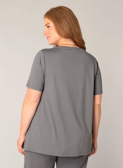 BASE LEVEL CURVY Alba T-Shirts - Dark Grey - maat X-0(44)