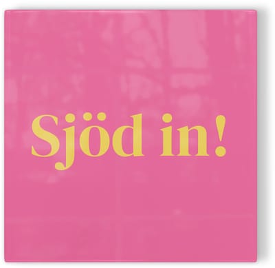 Tegeltje Maastricht Sjöd in! - roze geel - tegeltje stad - tegeltje met tekst