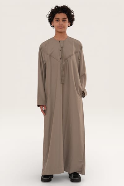 Kinderen jongens Beige Eid Marokkaanse Jubba Robe Djellaba Ramadan Eid Thobe LFS- K-HM11