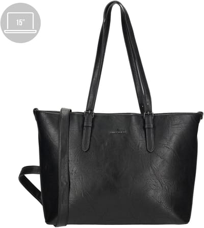 Enrico Benetti Julia shopper – 15 inch laptop – dames laptoptas - Werktas dames - 65019 – Zwart