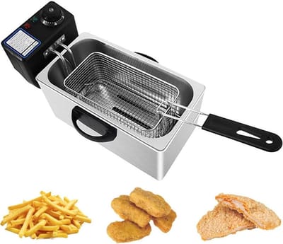 Elektrische Frituurpan - Friteuse Keuken - Thuis Frituren - Roestvrij Staal - 4L - Zilver