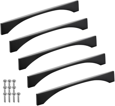 SOTECH 5 stuks aluminium meubelgrepen BLACKLINE XIV BA 160 mm mat zwart (lengte 179 mm, breedte 4,4 mm, hoogte 25 mm) design dressoirgreep