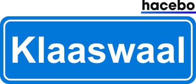 Hacebo - Plaatsnaam Sticker - 29x10 CM - Klaaswaal sticker - Verkeersborden sticker - grappige cadeaus - Klaaswaal