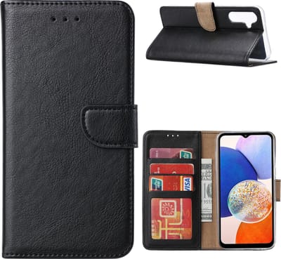 Hoesje Geschikt Voor Samsung Galaxy A14 5G/4G Hoesje met Pasjeshouder – bookcase Portemonnee – Zwart
