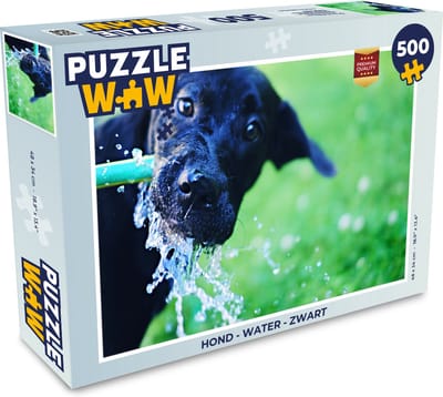 Puzzel Hond - Water - Zwart - Legpuzzel - Puzzel 500 stukjes