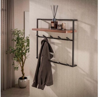 Kapstok Air Pure hoog 2x6H - Massief acacia bruin - 85x25x75 cm