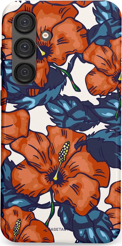 Casetastic hoesje geschikt voor Samsung Galaxy S25 Plus - Dubbellaagse bescherming - Exotische paradijs - Fashion Case - Terracotta Donkerblauw Bruin Donkergrijs
