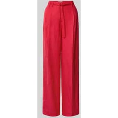 Wide leg broek van linnenmix met riem