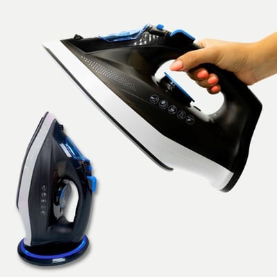 SAVI® Strijkijzer Draadloos - Strijkijzer - Stomer Kleding - Zwart/Blauw - 31cm x 17cm x 17cm