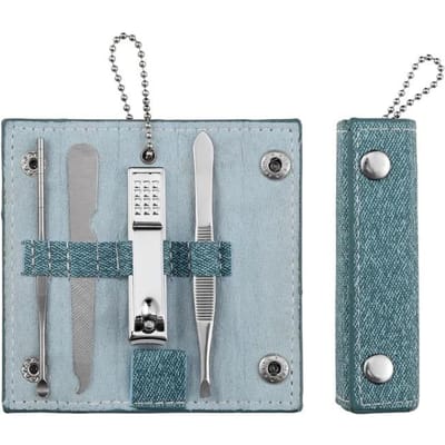 Set de 4 Pinces à Ongles Spéciales Coupe-ongles Outils Beauté Manucure Kit Portable Coupe-ongles Haute Qualité bleu