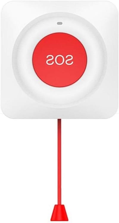 Slimme Noodknop - Verzorger Pager - Veiligheid Thuis - Draadloze WiFi - 66x66x21mm - Rood Wit