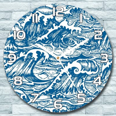 Coloray Wandklok - Stormgolven Glazen Klok - 30fi cm - Blauw Wandklok - Wandklok Ronde - Wandklok Klassiek - Wandklokken Woonkamer - Stille Wandklok