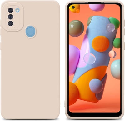 Cadorabo Hoesje geschikt voor Samsung Galaxy A11 / M11 in FLUID CREAM - Beschermhoes gemaakt van flexibel TPU silicone Cover Fluid Case
