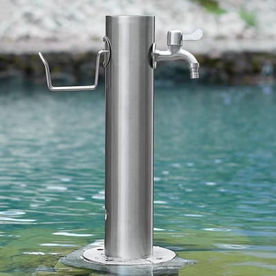 Tuinwaterkolom Roestvrijstaal - Buiten Kraan Standaard - Tuin Irrigatie - Met Slanghouder - 50cm of 86cm - Zilver