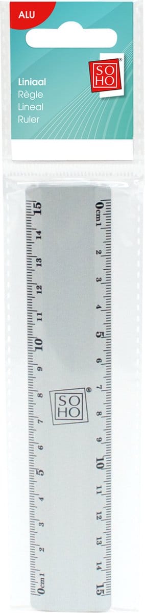 SOHO Liniaal 15 CM – Nauwkeurige meetaccessoires – Draagbare aluminium liniaal – Bureauaccessoires liniaal – Aluminium/Zilver – 15 cm
