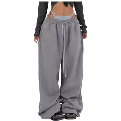 Dames High Waist Trekkoord Losse Dans Sportbroek M gray
