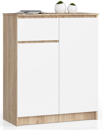 Ladekast K80 met 1 Lad en 2 Deuren / AKORD Furniture Factory / Sonoma Eik - Wit / 80 x 99 x 40 cm