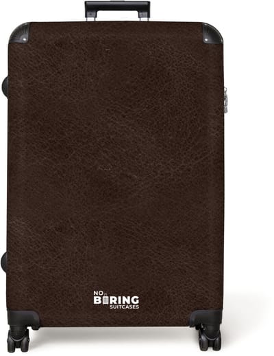 NoBoringSuitcases.com® - Koffer groot - Reiskoffer lichtgewicht - Lederen look chocolade bruin - Rolkoffer met 4 wielen - Grote trolley XL - 98 liter bagage