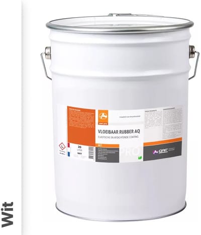 OAF PRO Vloeibaar Rubber AQ Wit 20 liter - UV-Bestendig - Dakbedekking - Afdichting - Dicht Scheuren en Kieren - In Wit, Grijs en Zwart