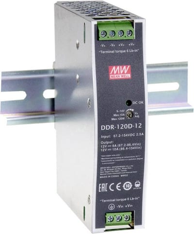 Mean Well DDR-120C-12 DIN-rail DC/DC-converter 12 V/DC 10 A 120 W Aantal uitgangen: 1 x Inhoud: 1 stuk(s)