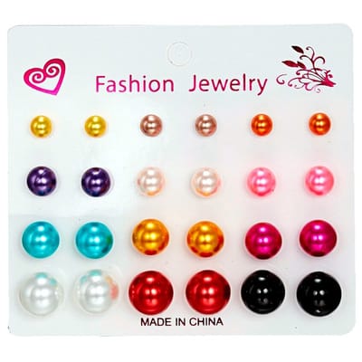 Fako Bijoux® - Oorbellen - Parel - Acryl - Mix - 12 Paar
