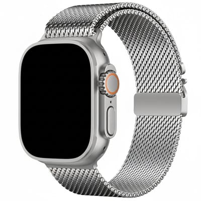 Milanees loop bandje - geschikt voor Apple Watch 1/2/3/4/5/6/7/8/9/10/11/ SE (1,2,3) met maat 38 mm / 40 mm / 41 mm en 42 mm (Watch 10/11) - Milanese met P-buckle - zilver