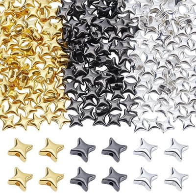 Dailygoods- Spacer Kraal 240 Stuks - Stervormige Kralen - Legering Metaal - 3 Kleuren - Gat 1,5 mm - Transparante Kralencontainers