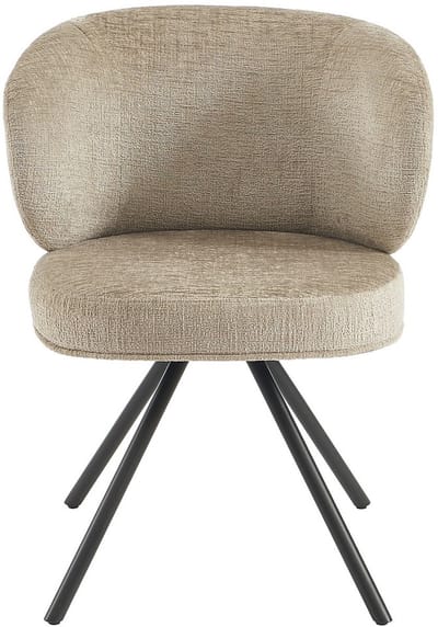 Vente-unique Set van 2 draaistoelen in getextureerde stof en zwart metaal - Taupe - LYARO