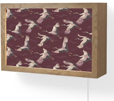 Wandlamp 30x20 cm - Oplaadbaar - Kraanvogels - Klassiek - Bordeaux - Wandlampen binnen woonkamer - Slaapkamer lamp met kabel - Decoratieve nachtlamp - Vloerlamp snoer